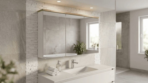 Szafka łazienkowa BALI White z lustrem 100 cm 3D