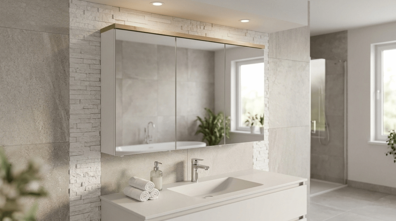 Szafka łazienkowa BALI White z lustrem 100 cm 3D