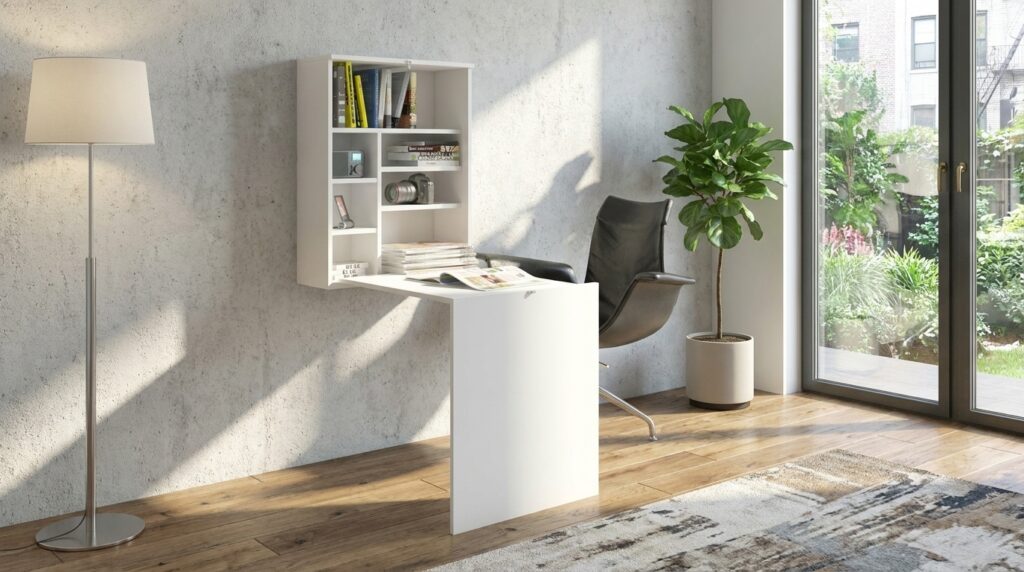 biurko skladane wiszace hide 60 cm bialy mat generated