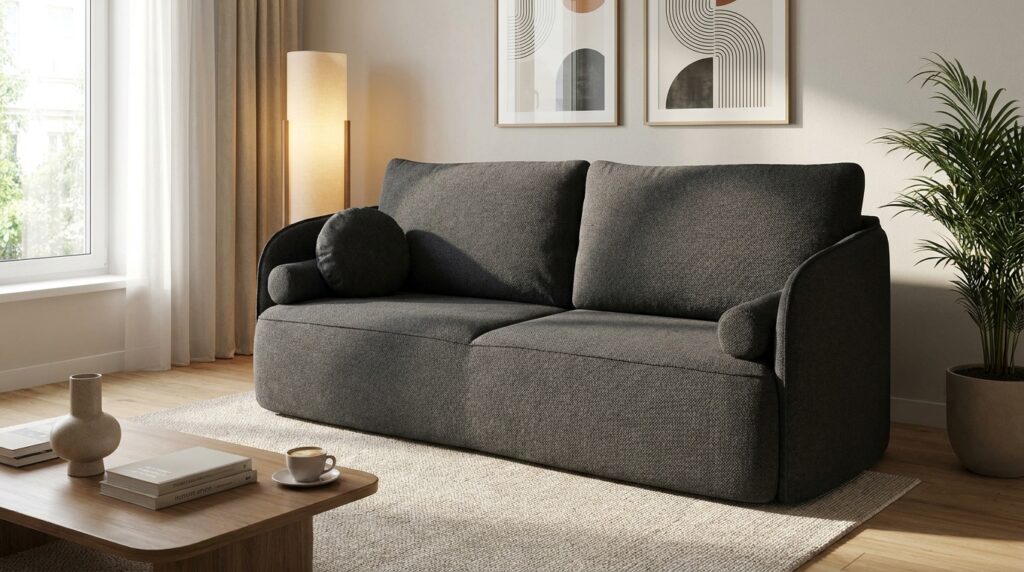 sofa rozkladana elena 3dl 195cm czarna generated