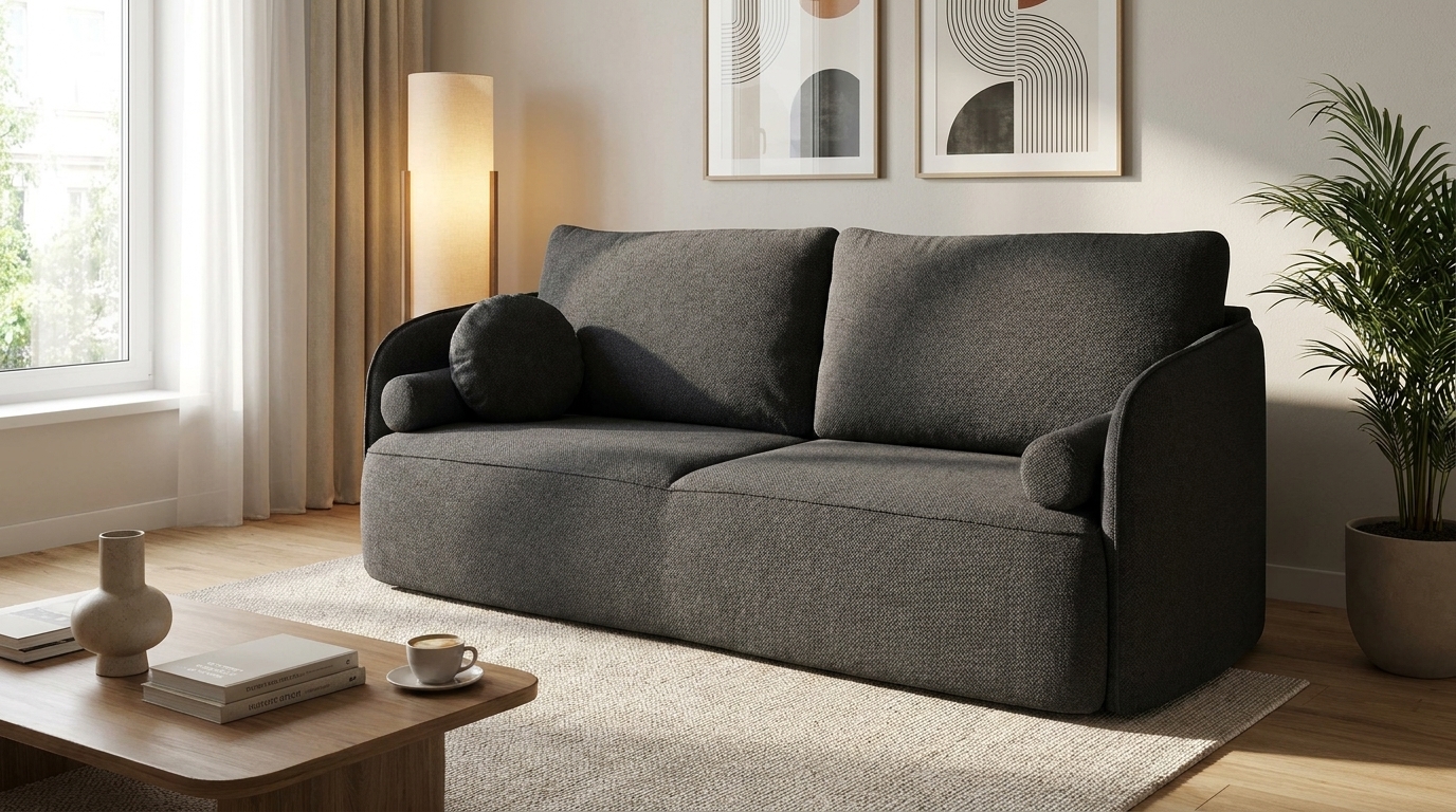 sofa rozkladana elena 3dl 195cm czarna generated