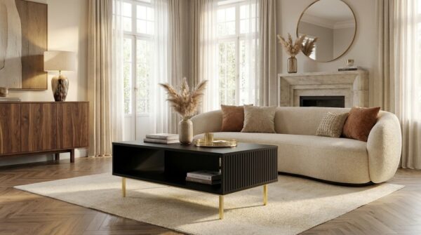 stolik kawowy ravenna b 90x60 cm czarny mat rama zlota generated