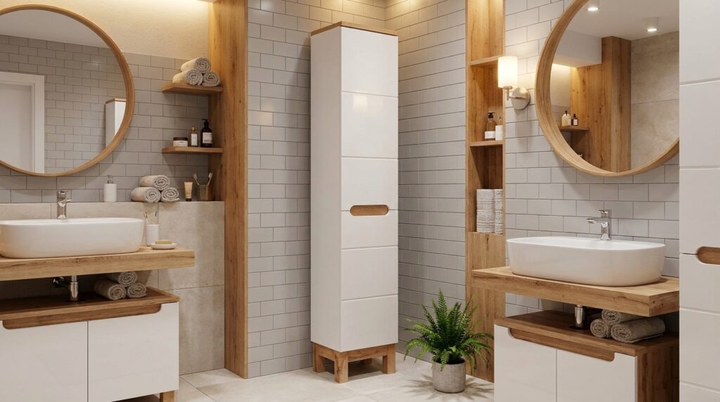 szafka lazienkowa stojaca slupek bali white 2d generated