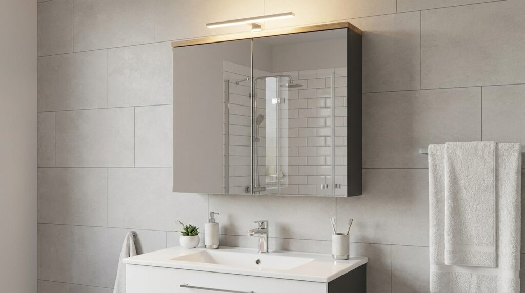 szafka lazienkowa z lustrem bali grafit 80cm 2d