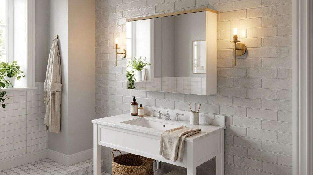 szafka lazienkowa z lustrem bali white 80cm 2d