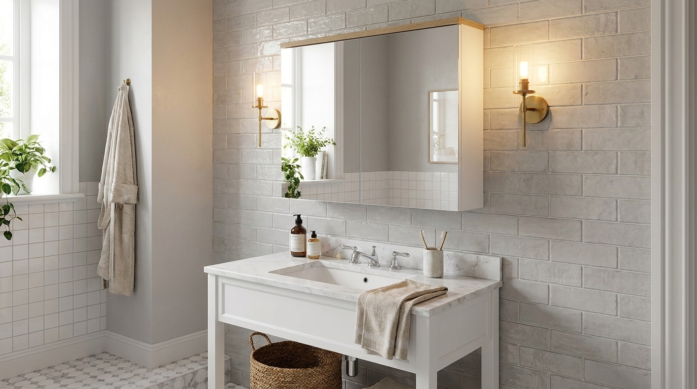 szafka lazienkowa z lustrem bali white 80cm 2d