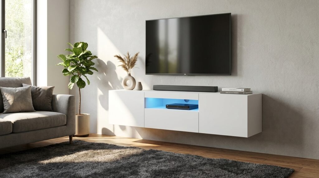 szafka rtv aura 150 cm bialy mat uniwersalna led generated