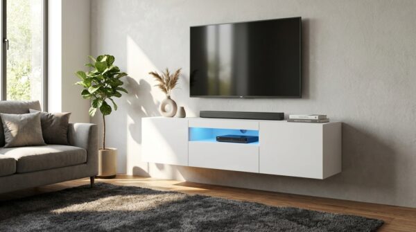 szafka rtv aura 150 cm bialy mat uniwersalna led generated