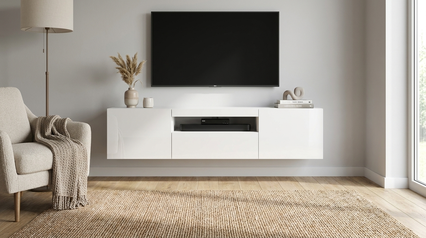 szafka rtv aura 150 cm bialy polysk uniwersalna generated