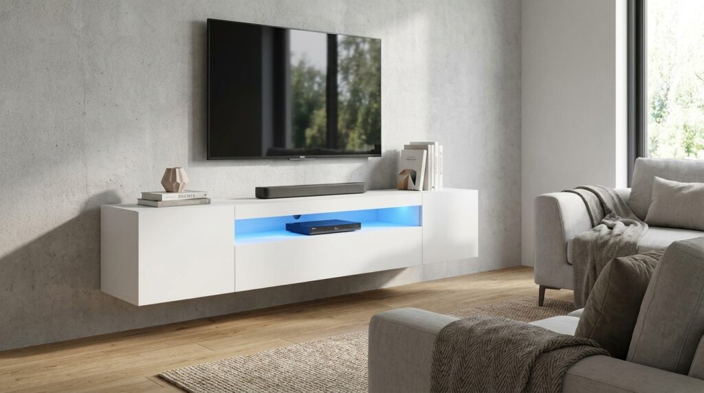 szafka rtv aura 200 cm bialy mat uniwersalna led generated
