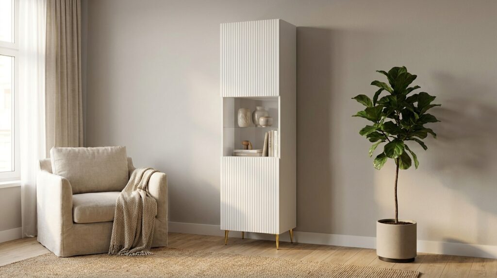witryna ravenna b 60 cm 1d bialy mat zlote szpilki generated