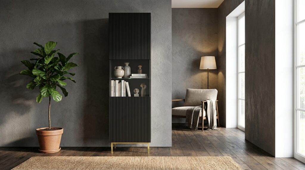 witryna ravenna b 60 cm 1d czarny mat zlota rama generated