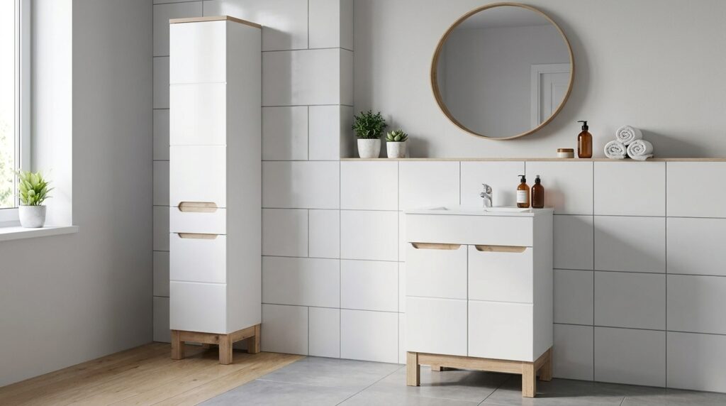 zestaw mebli lazienkowych bali white 60cm szafka z umywalka i slupek 2d1s generated
