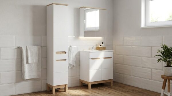 zestaw mebli lazienkowych bali white 60cm szafka z umywalka slupek 2d1s i szafka z lustrem generated