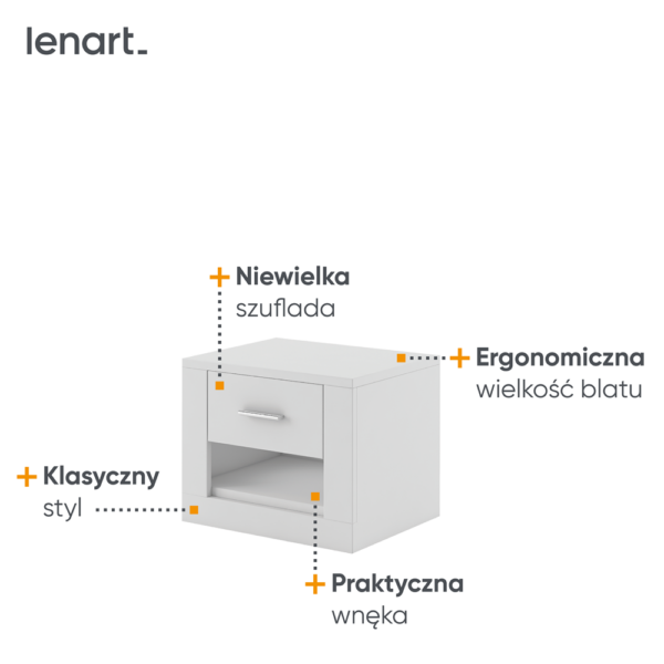 szafka nocna AR7BI na białym tle funkcje