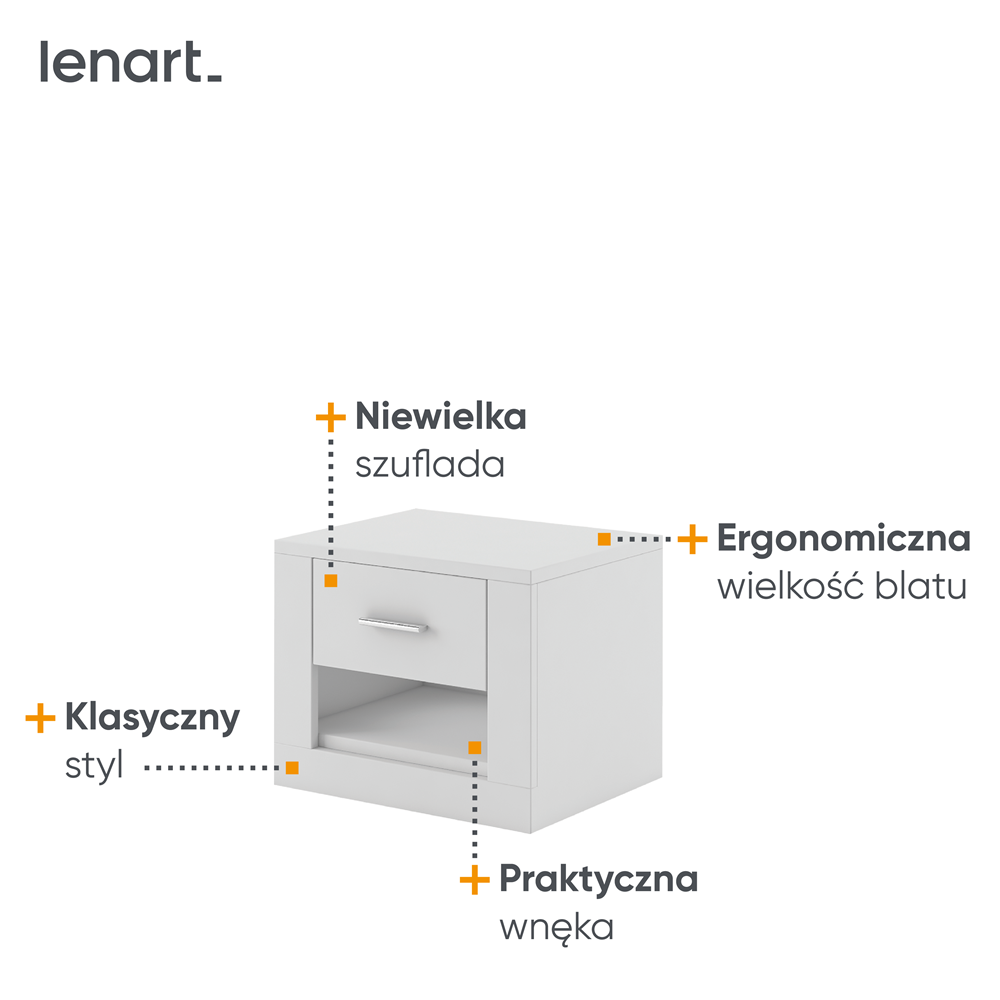 szafka nocna AR7BI na białym tle funkcje