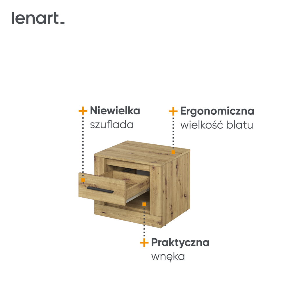 szafka nocna AR7DA 01 na białym tle funkcje