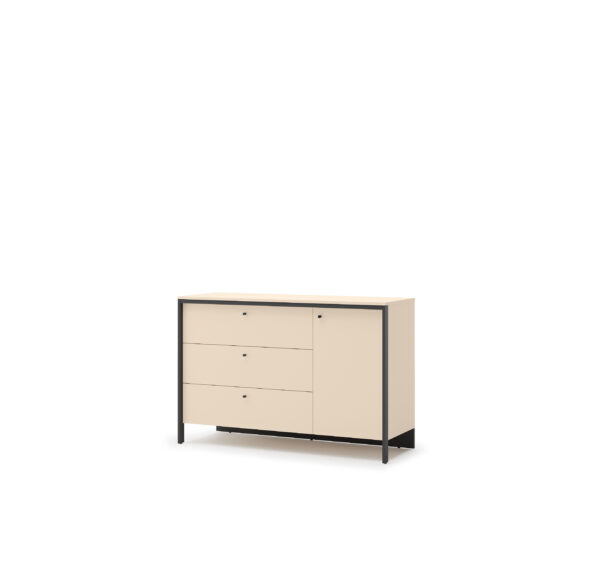 Komoda ENNA EN-04 136 cm 1D3S beż piaskowy czarny z LED
