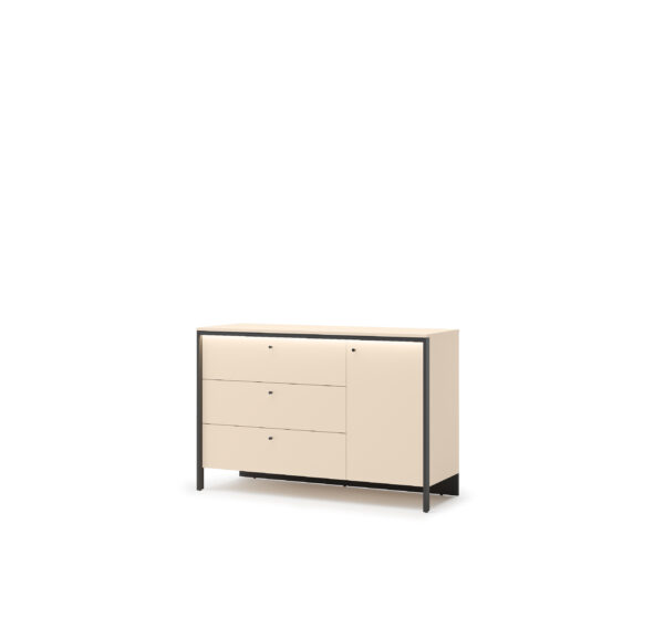 Komoda ENNA EN-04 136 cm 1D3S beż piaskowy czarny z LED