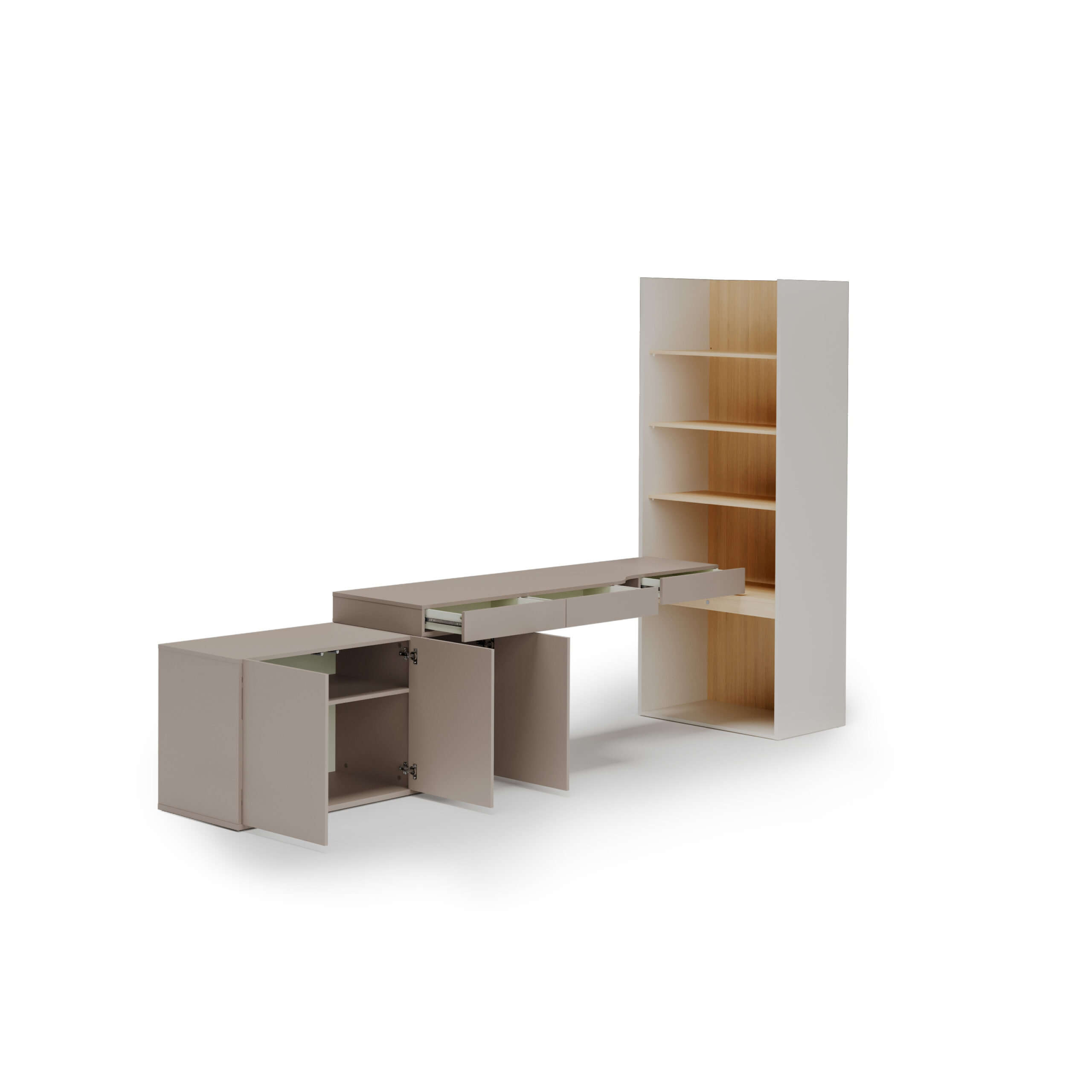 Zestaw mebli młodzieżowych WOOW SET-08L 343 cm dąb Vincenza bielony