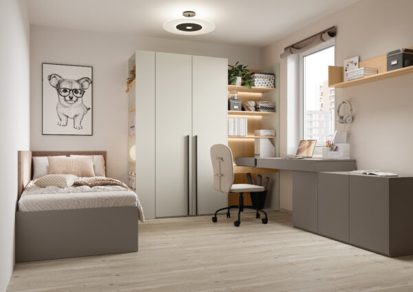 Zestaw mebli młodzieżowych WOOW SET-08P 343 cm dąb Vincenza bielony