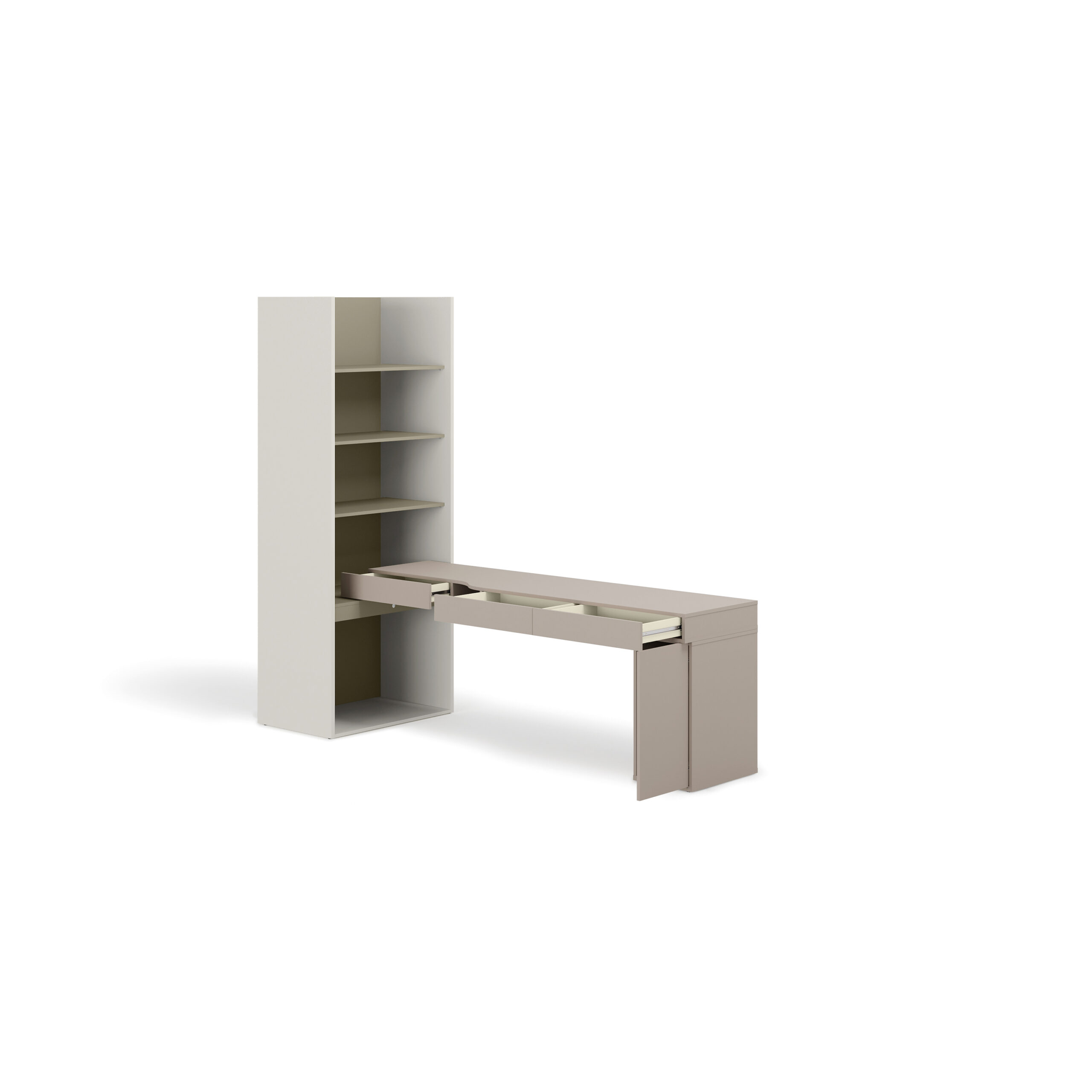 Zestaw mebli młodzieżowych WOOW SET-09P 273 cm eukaliptus z biurkiem i regałem