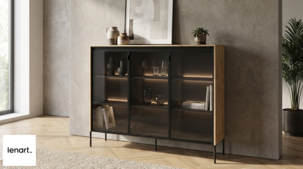 Witryna trend 08 dąb artisan czarny