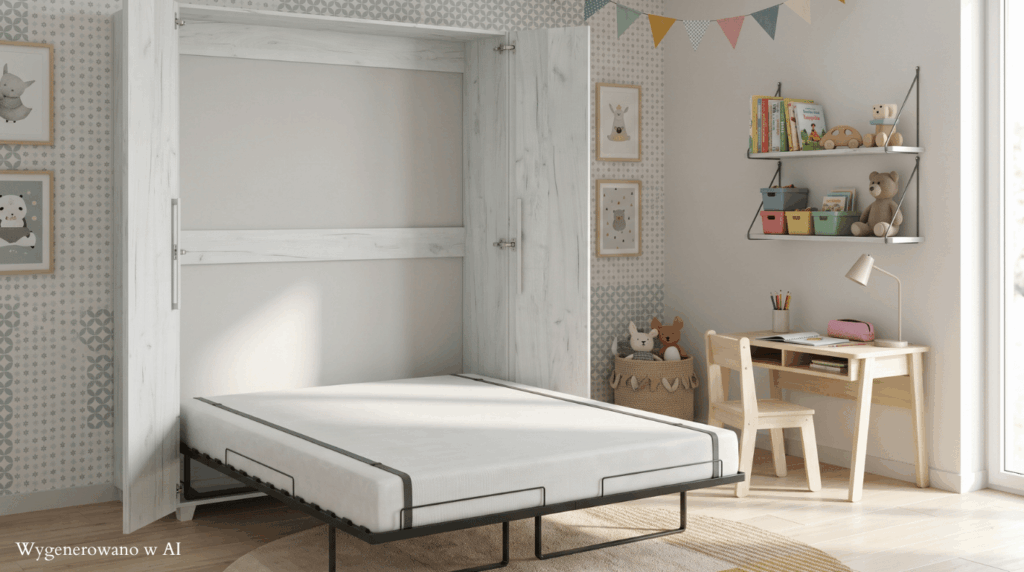 Półkotapczan pionowy TEDDY 160x200 cm łóżko craft biały